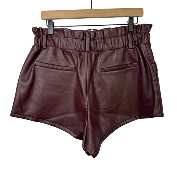NWT SEA New York Lena High Waist Burgundy Vegan Leather Shorts - Picture 4 of 12